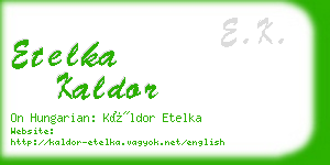 etelka kaldor business card